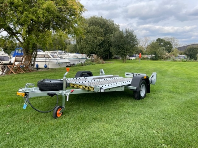 Woodford MBT Motor Bike Trailer with 3 x fitted bike grabs.